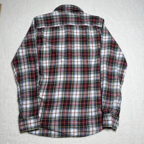 Barbour Mens Tailored Fit Flannel Size M Tartan White Red Plaid Corduroy Collar - Picture 4 of 6